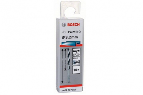 Купить Сверло BOSCH PointTeQ 3.2*36 по металлу спиральное 10шт     2.608.577.200 фото №1